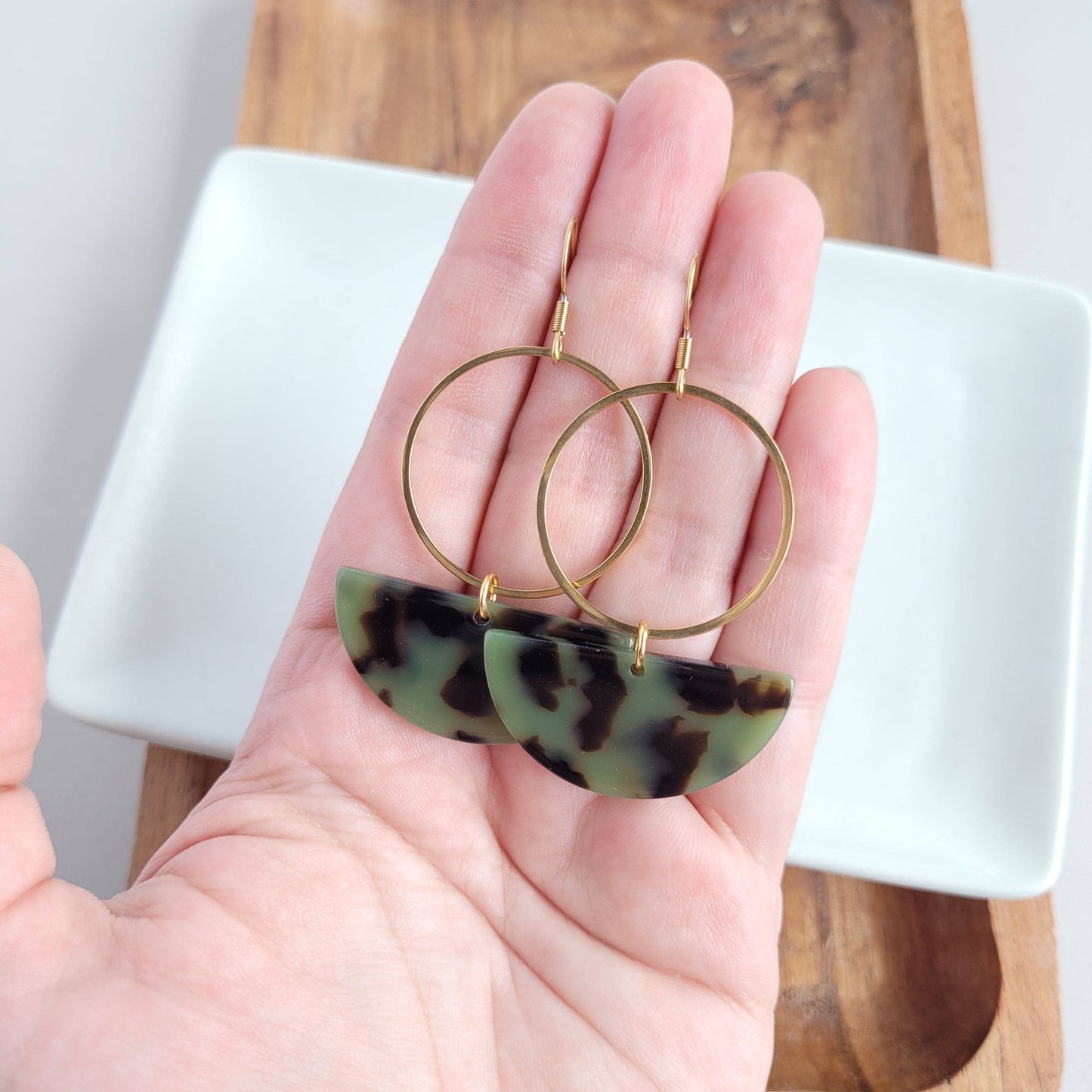 Reese Earrings - Olive Tortoise / Fall Earrings