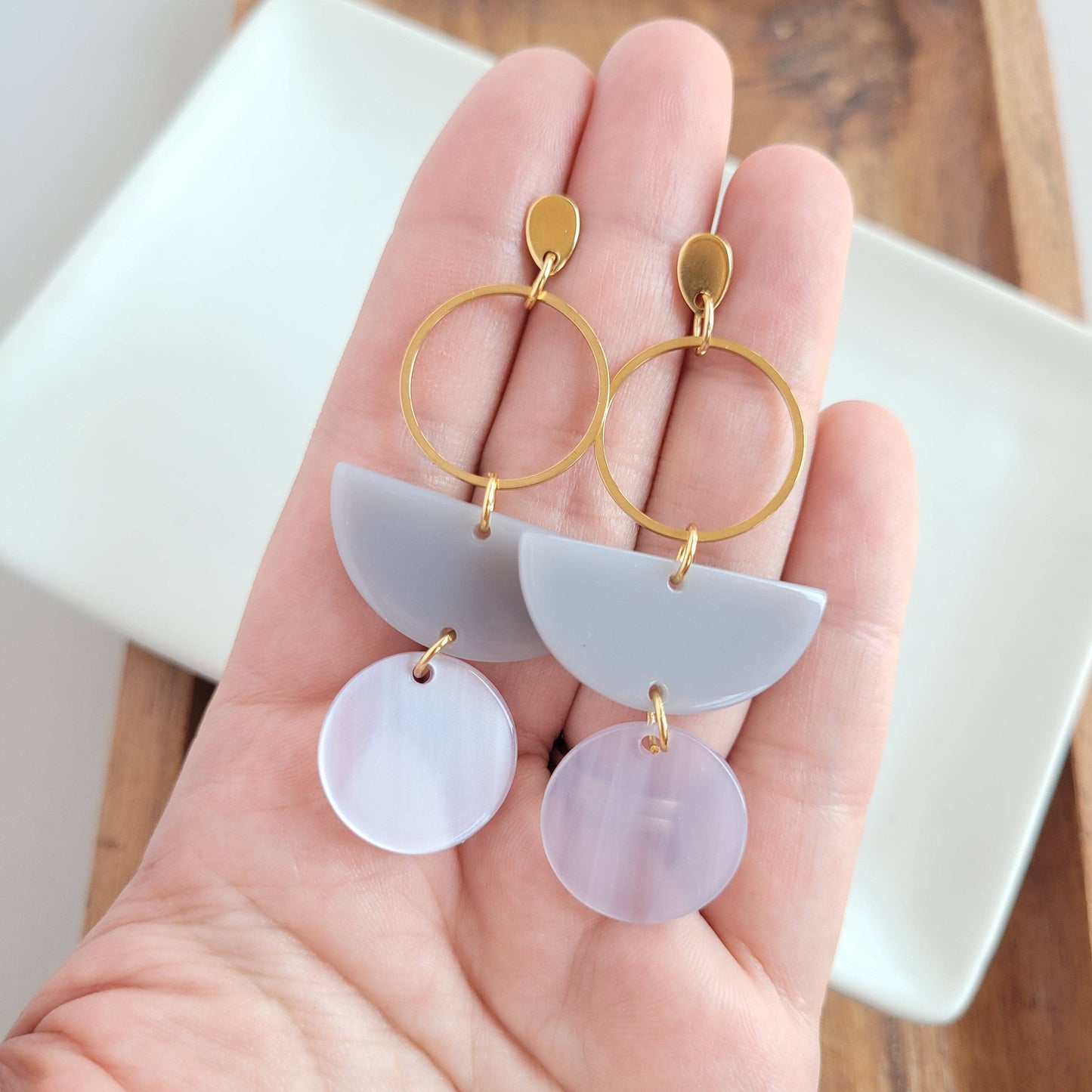 Wren Earrings - Grey & Silver