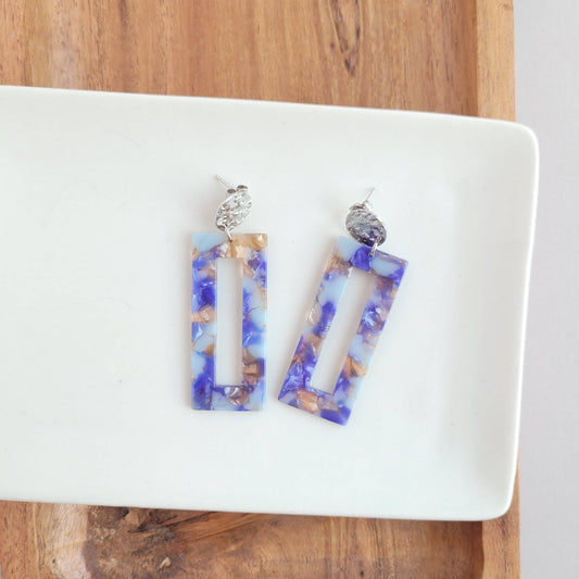 Vivian Earrings - Stone & Navy