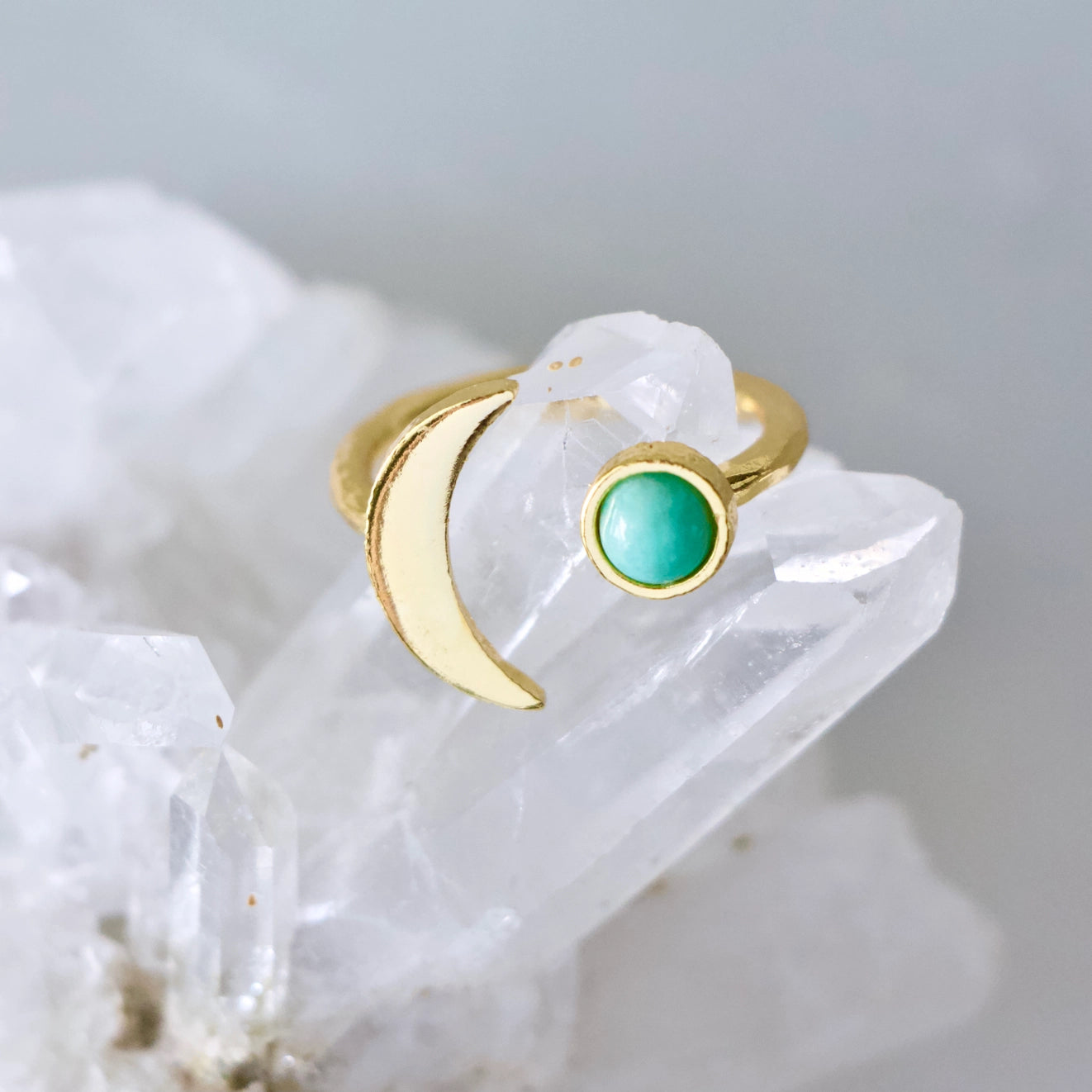 Amazonite Moon Ring