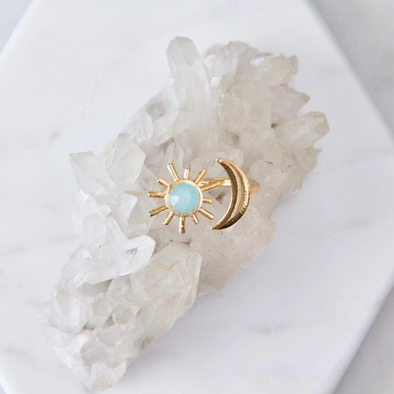 Amazonite Moon Ring