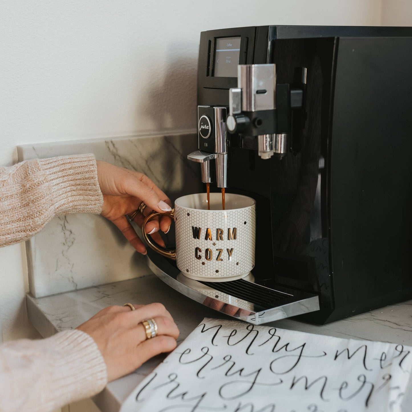 Warm & Cozy Gold Tile Coffee Mug