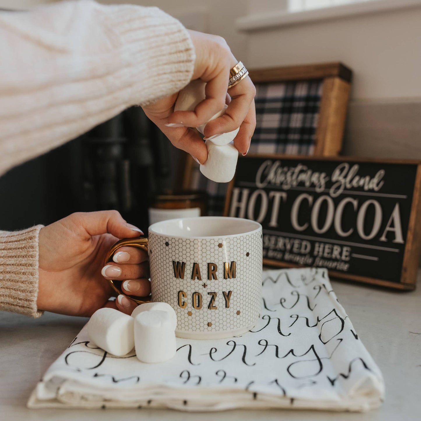 Warm & Cozy Gold Tile Coffee Mug